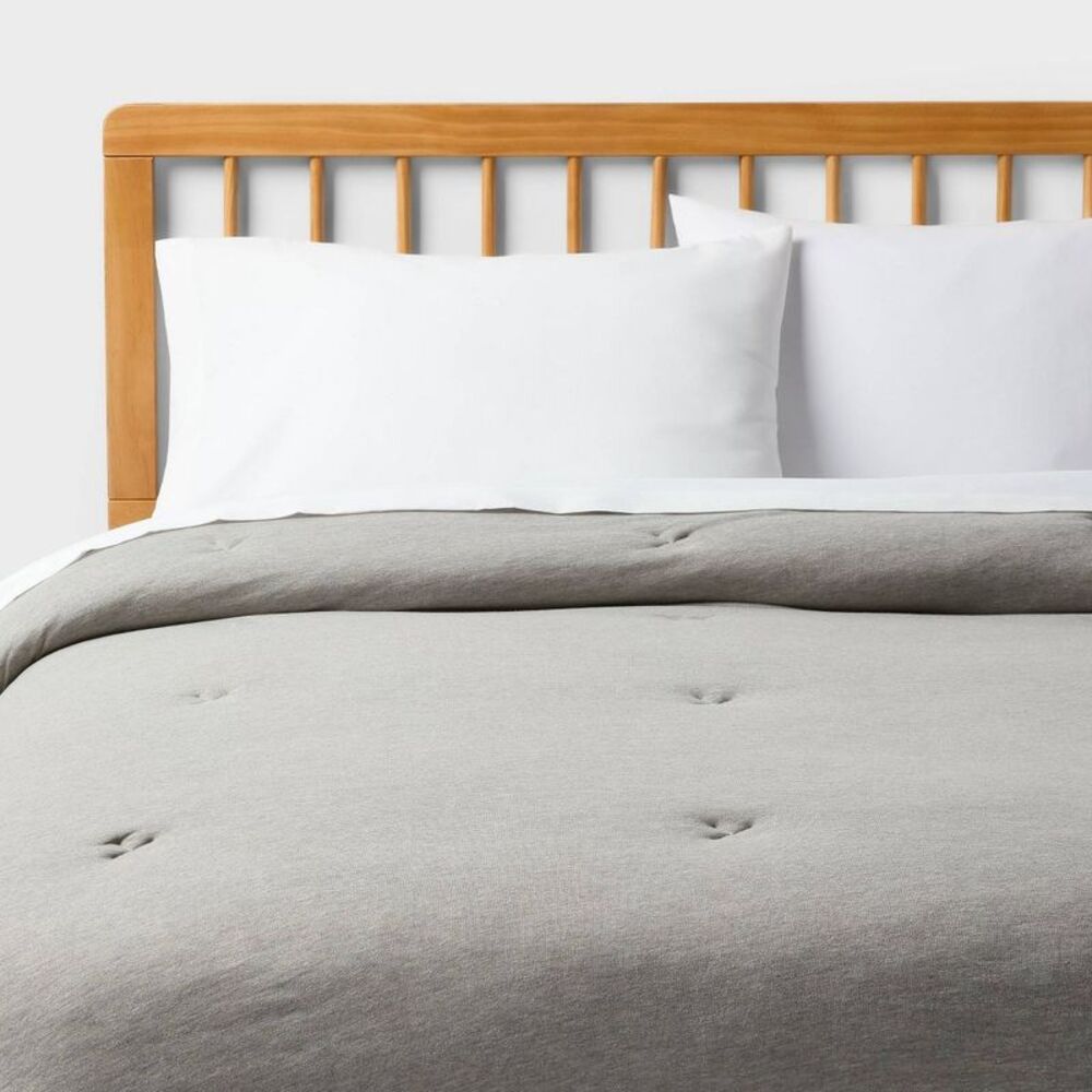 Full/Queen Jersey Comforter Gray for Dorm - Room Essentials